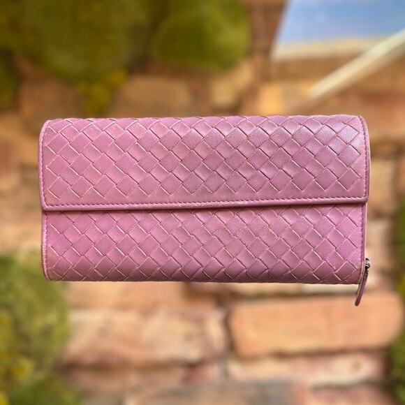 BOTTEGA VENETA Intrecciato Woven Lambskin Continental Flap Wallet - Picture 1 of 16